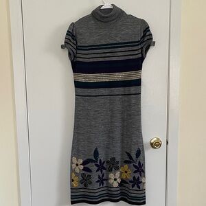 Gray Striped Floral Dress